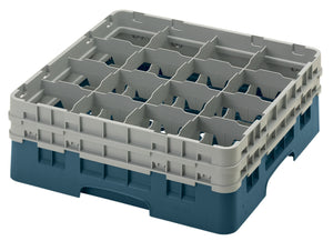 CAMBRO 16 Compartment Glass Rack 2 Ext LP - Teal