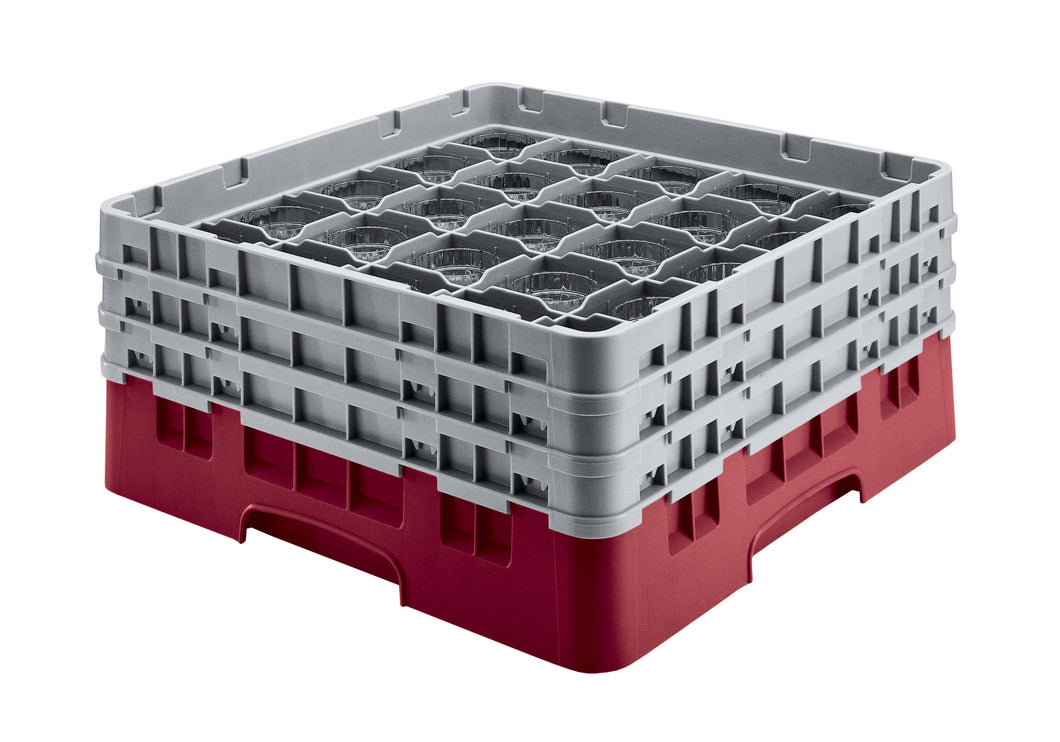 CAMBRO 36 Compartment Glass Rack 2 Ext - Cranberry Base.