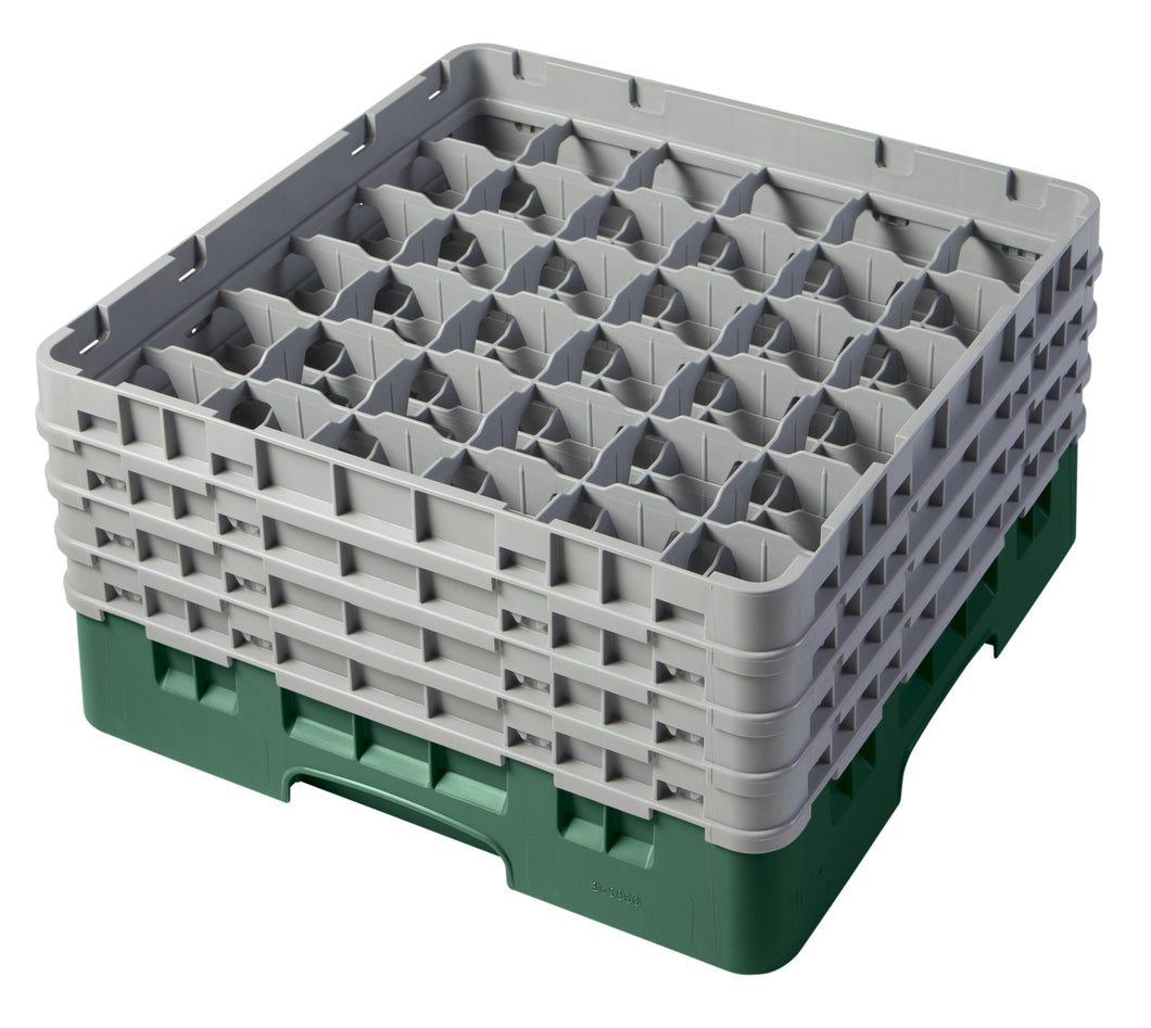 CAMBRO 36 Compartment Glass Rack 4 Ext -Sherwd Green Base. Minimum order quantity of 2.