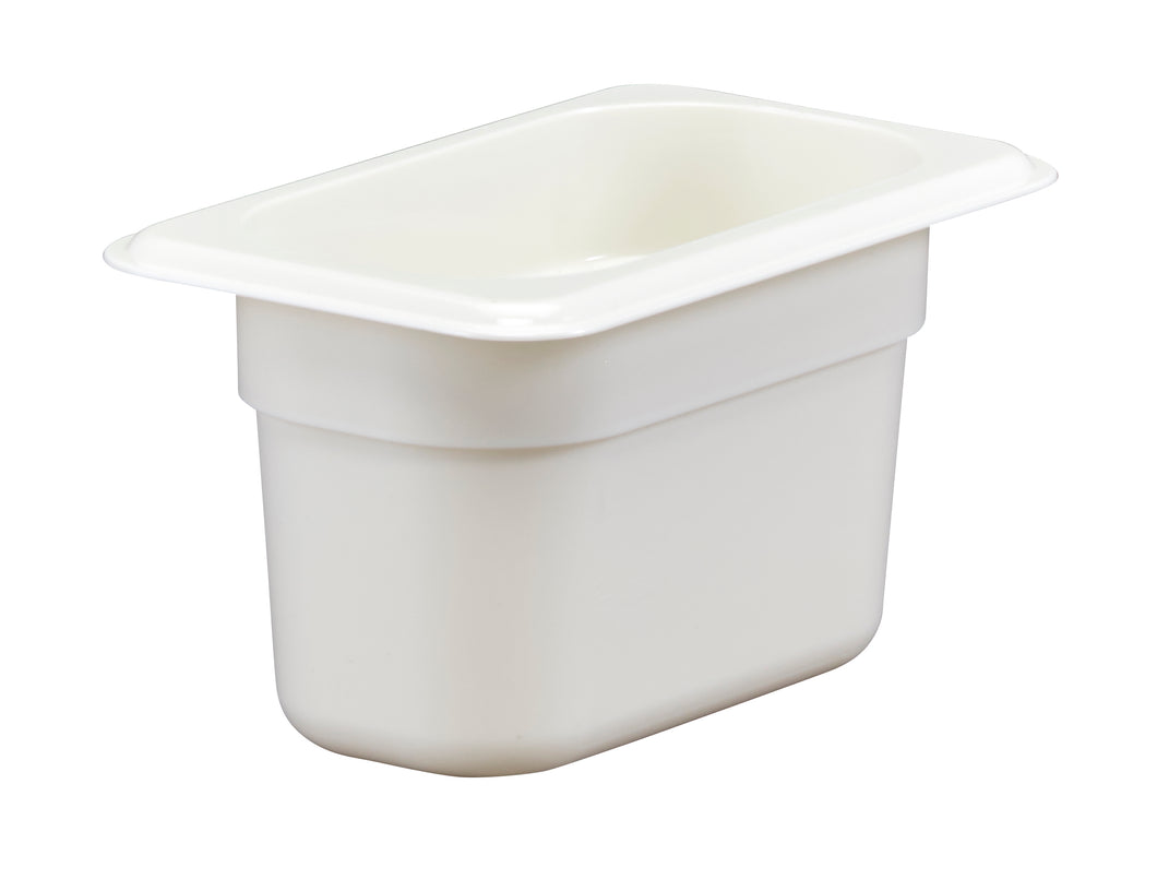 CAMBRO GN 1/9 Food Pan 100mm Deep - White. Sold in case packs of 6.