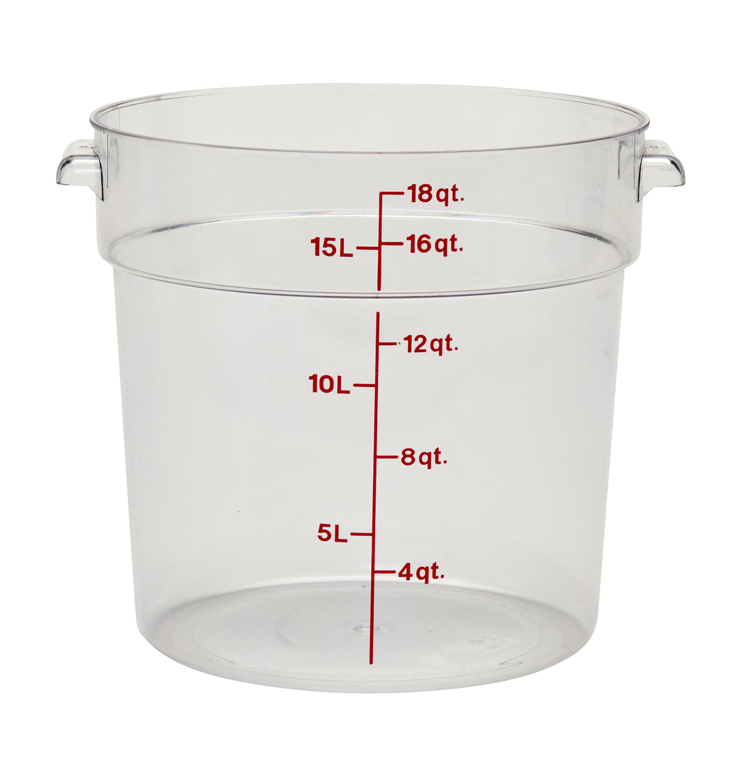 CAMBRO Food Storage Container Round 17.2L Clear. Sold in case packs of 12.