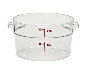 CAMBRO Food Storage Container Round 1.9L Clear. Sold in case packs of 12.