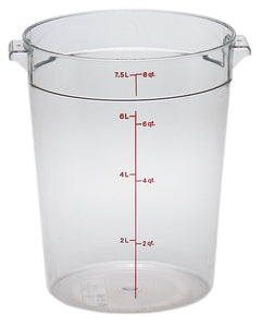 CAMBRO Food Storage Container Round 7.6LClear. Sold in case packs of 12.